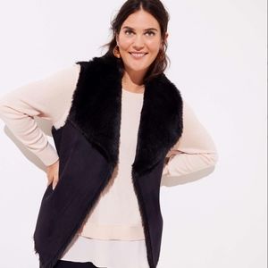 NWT LOFT Faux Shearling Vest Size 22 Black New